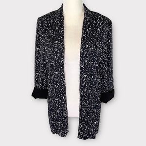 Diane Von Furstenberg silk evening jacket 14 chic black & white speckled blazer